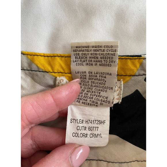 Pleated Skirt A-Line 7 Tulip Print Black Yellow Cotton by Speechless - Picture 8 of 8